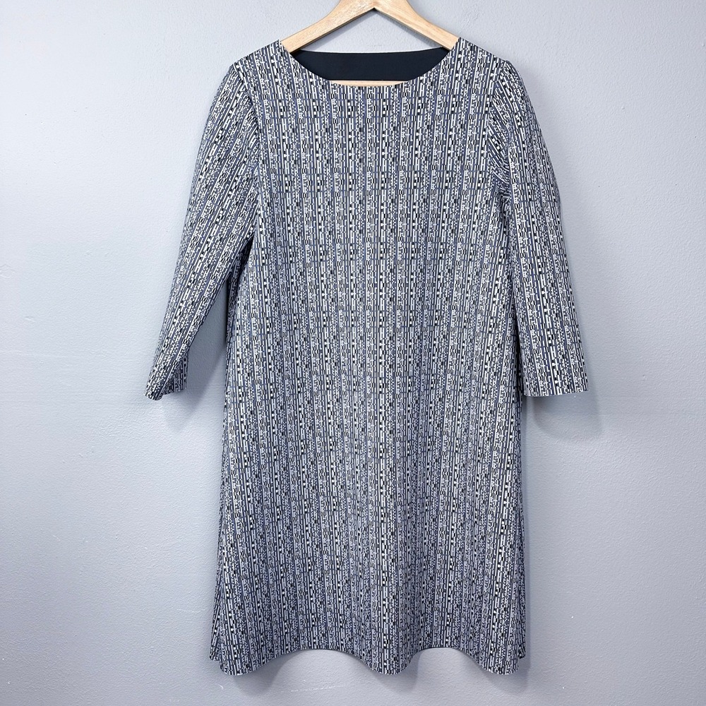 Animapop Reversible Dress Women Size XL Blue Black Geometric Shift Made in Italy
